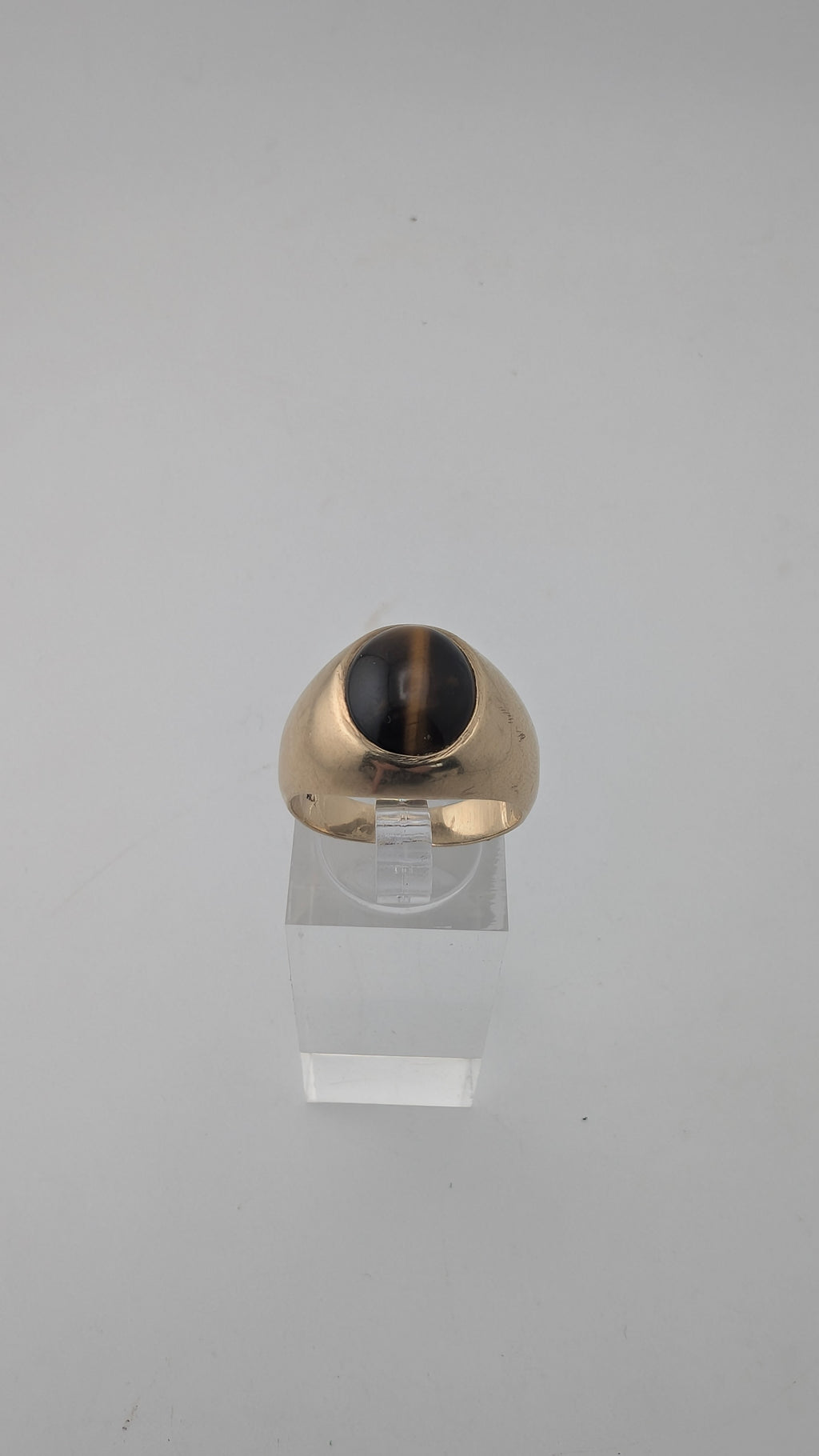 Vintage Tiger Eye 10k Gold Dome Ring