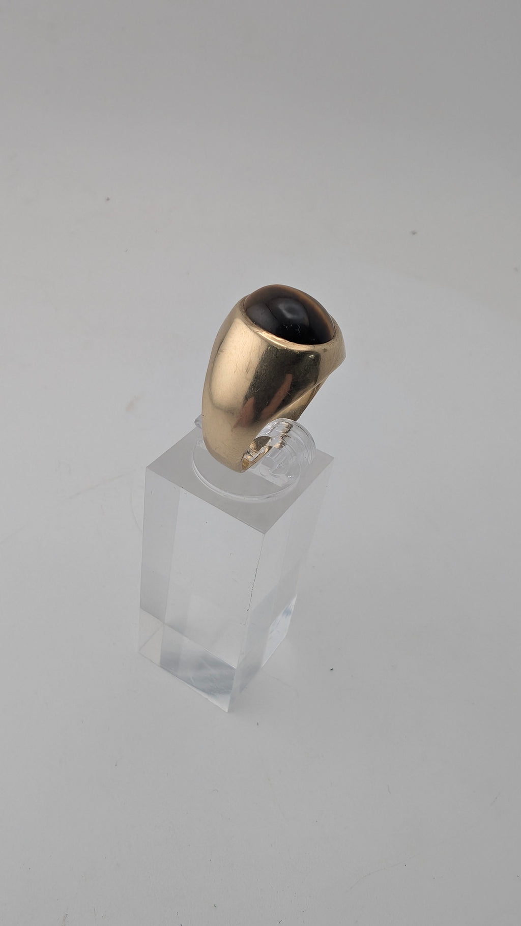 Vintage Tiger Eye 10k Gold Dome Ring