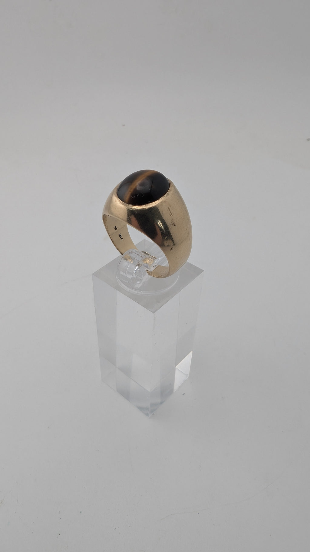 Vintage Tiger Eye 10k Gold Dome Ring