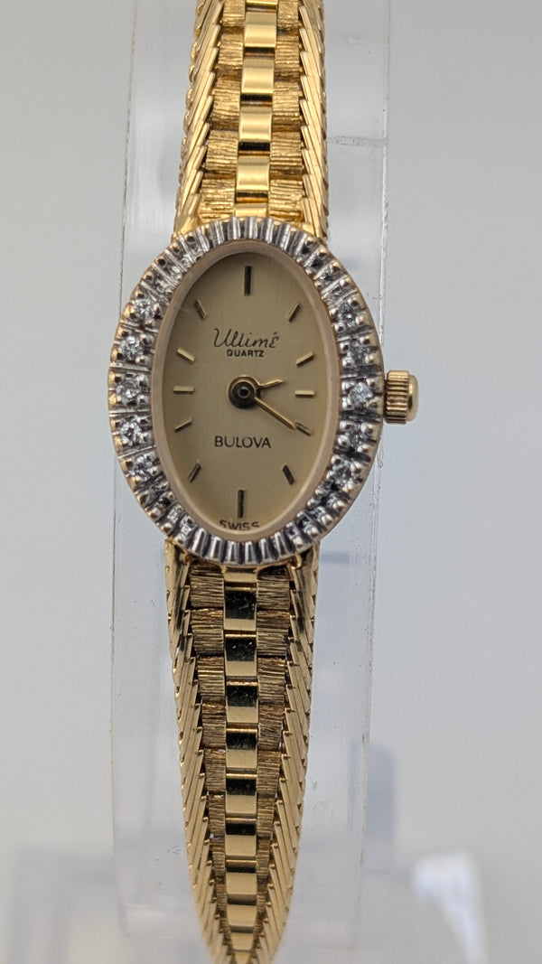 1987 Bulova Ultimé Ladies' 14K Gold Diamond Watch — Quartz