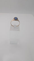 10K Gold Blue Stone Solitaire Ring — Size 6