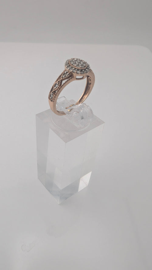 10K Gold Natural Diamond Cluster Ring — Size 6
