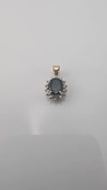 Vintage 14K Gold Oval Sapphire & Diamond Halo Pendant