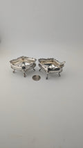 Antique Sterling Silver Open Salts with Spoon — Pair