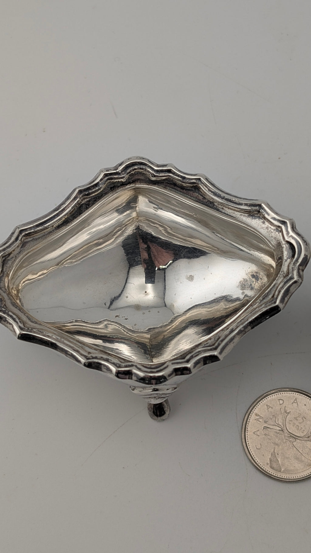 Antique Sterling Silver Open Salts with Spoon — Pair