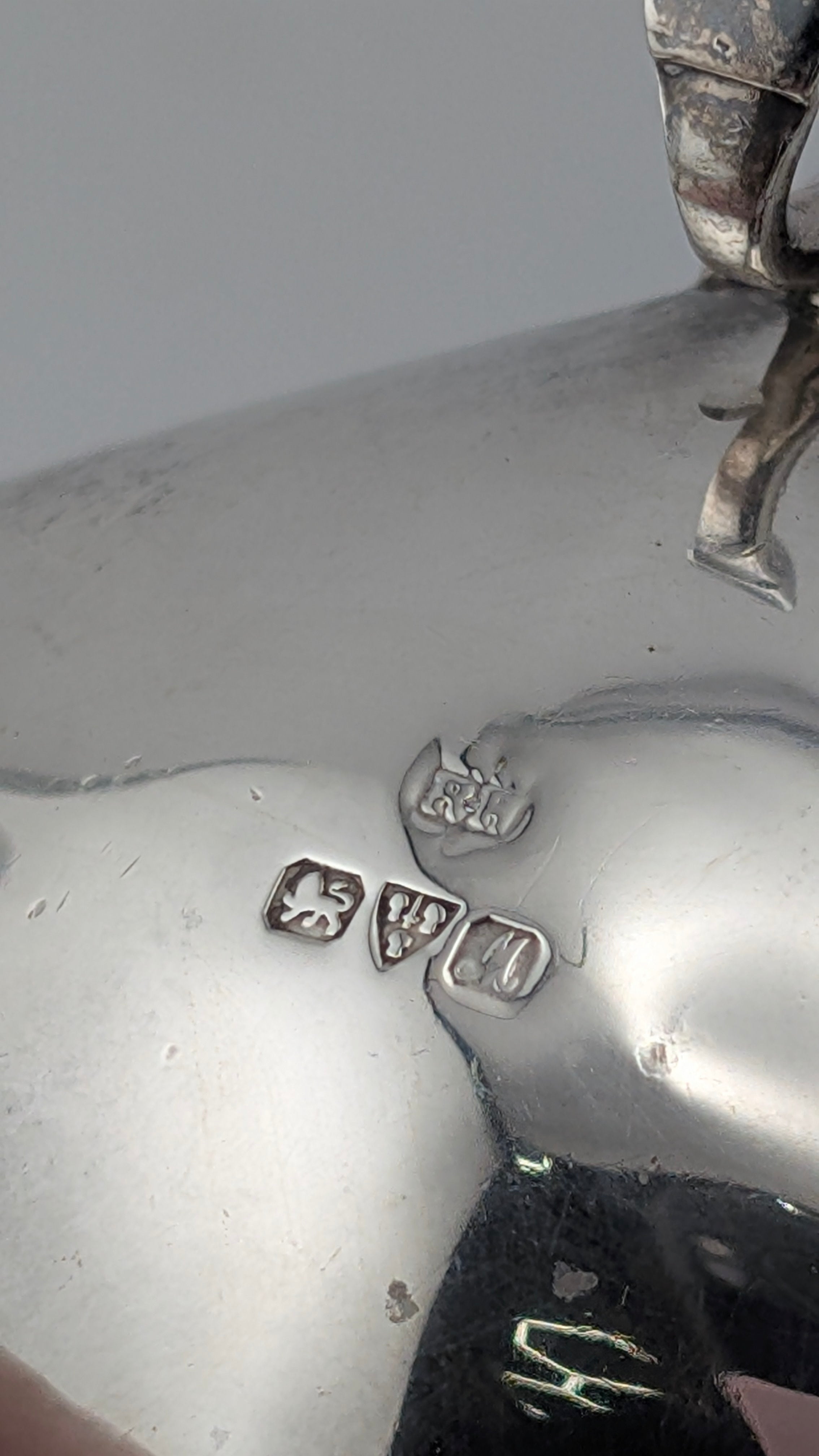 Antique Sterling Silver Open Salts with Spoon — Pair