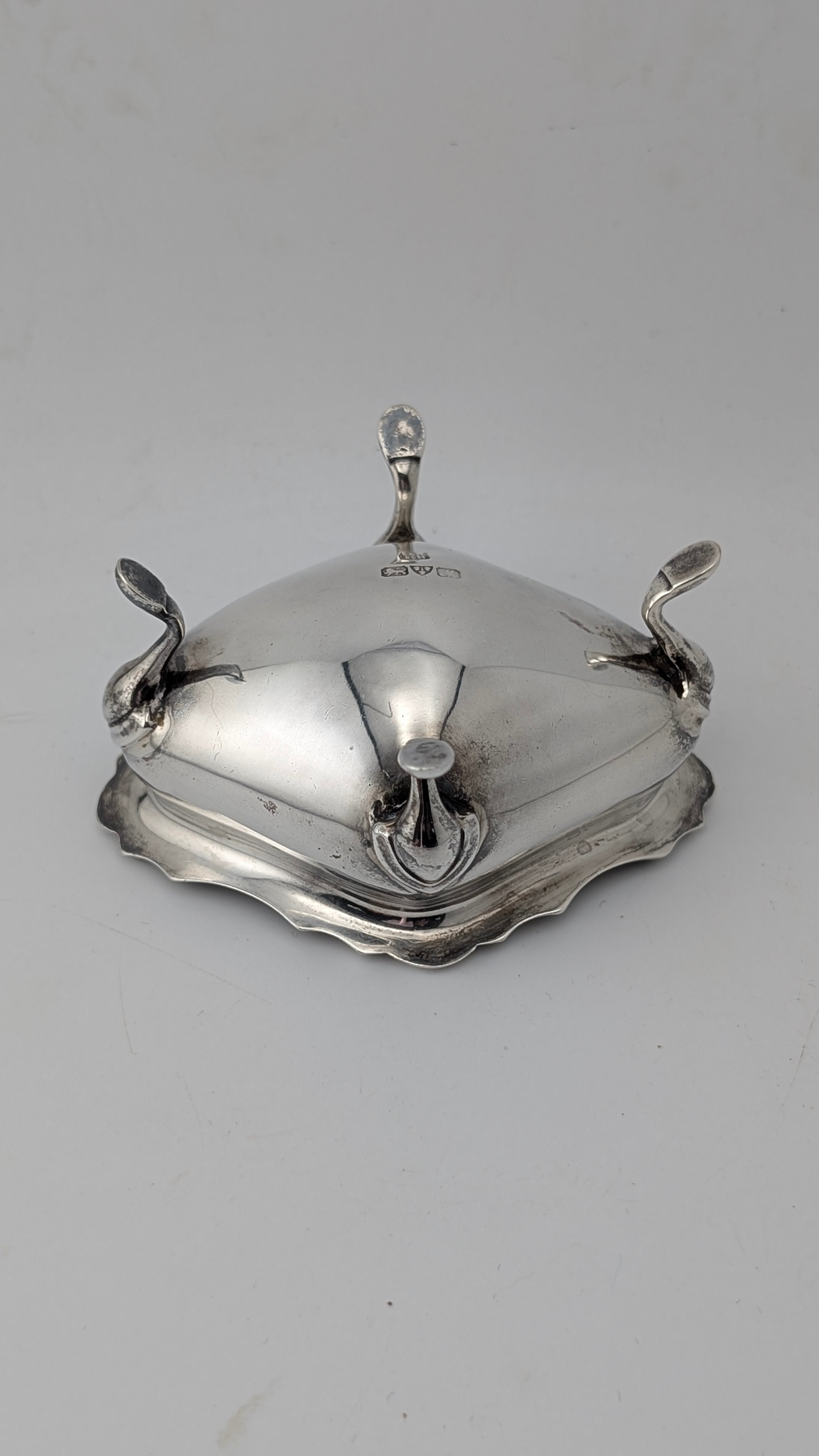 Antique Sterling Silver Open Salts with Spoon — Pair