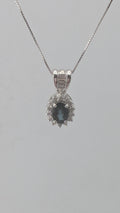 14K White Gold Sapphire & Diamond Pendant Necklace