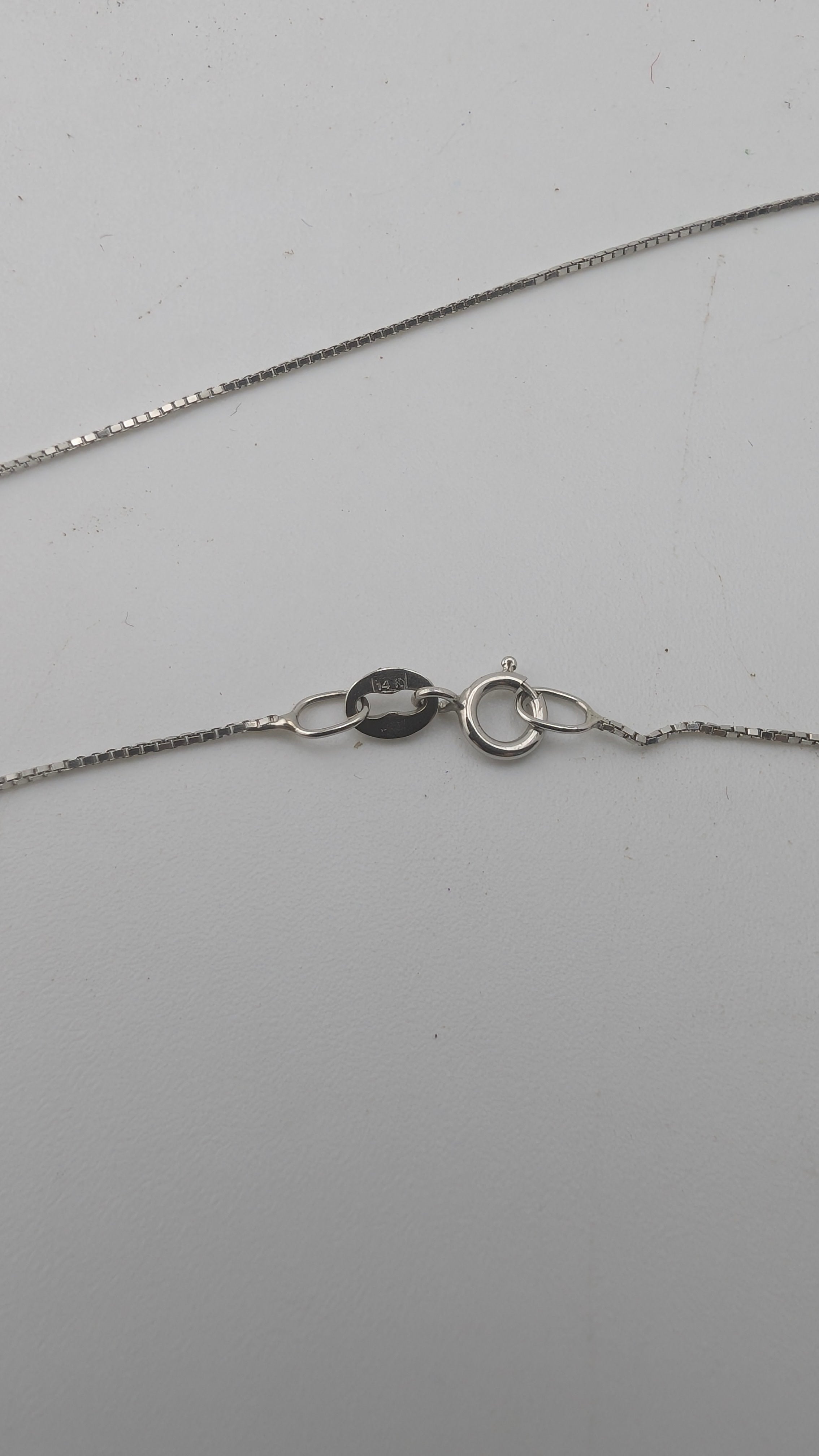 14K White Gold Sapphire & Diamond Pendant Necklace