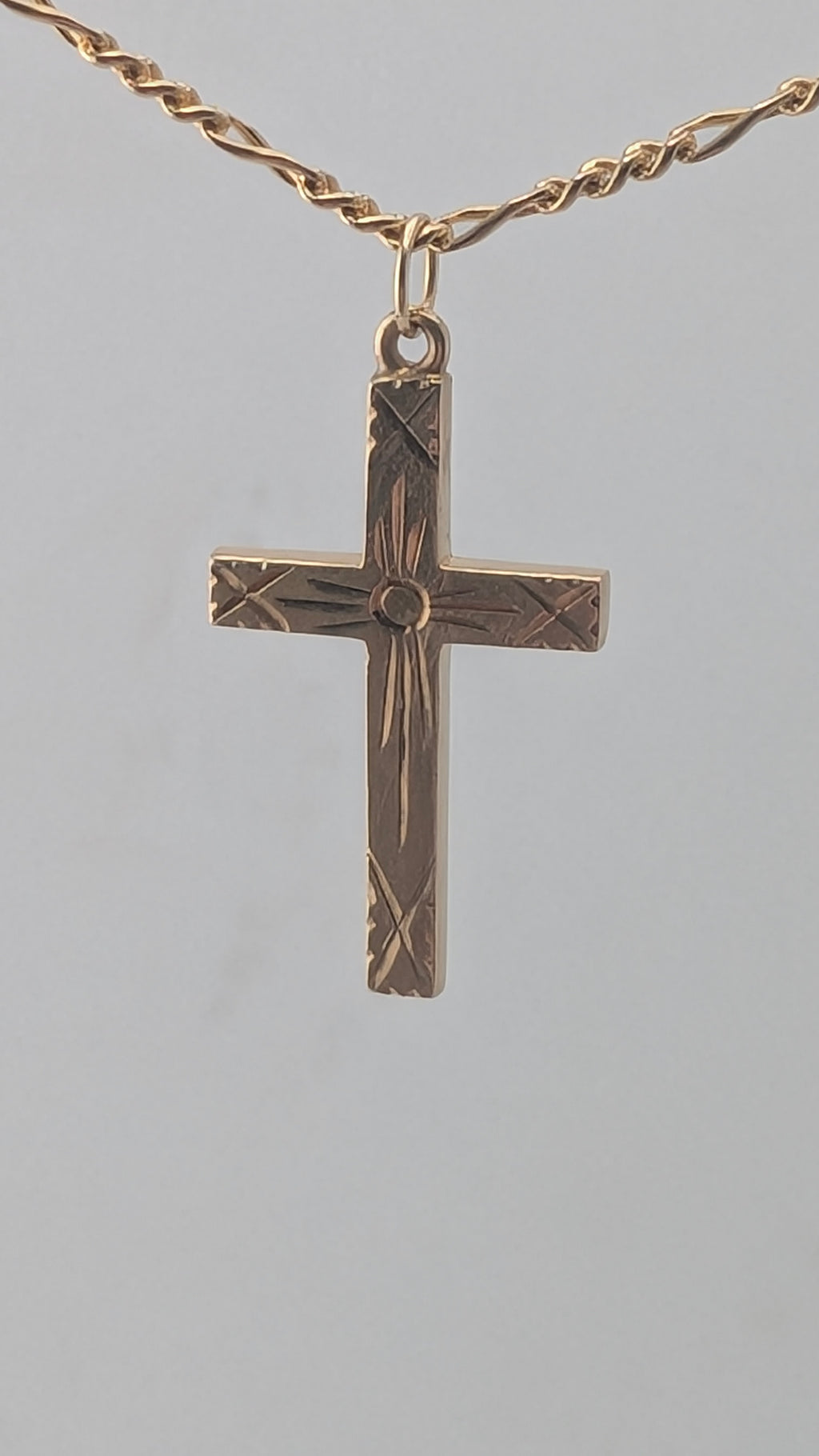 Vintage 10K Gold Engraved Cross Pendant