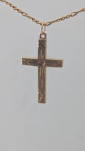 Vintage 10K Gold Engraved Cross Pendant