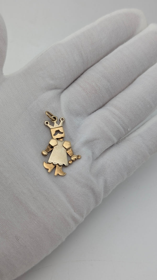 Vintage 14K Gold Articulated King Pendant | Moving Head, Arms & Legs