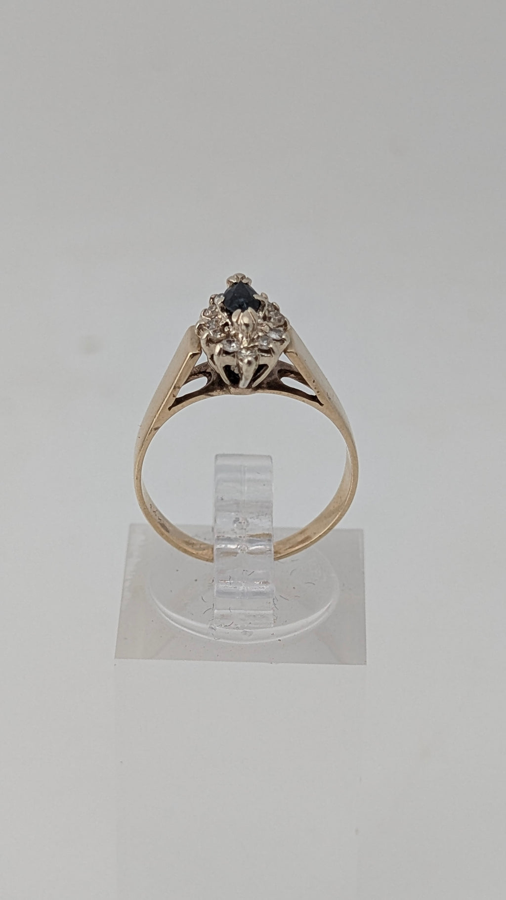 14K Yellow Gold Sapphire & Diamond Ring – Size 6