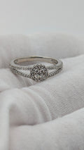 10K White Gold Diamond Halo Ring – Size 8