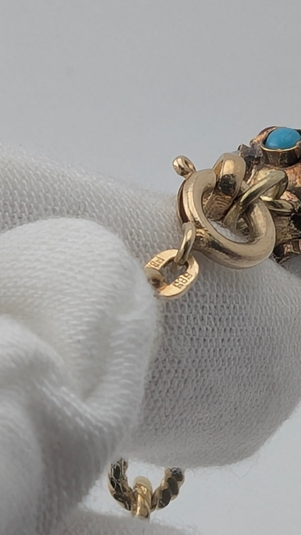 Vintage 14K Gold Charm Bracelet with Multi-Stone Sphere Charm