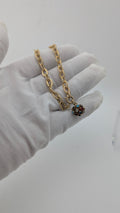 Vintage 14K Gold Charm Bracelet with Multi-Stone Sphere Charm