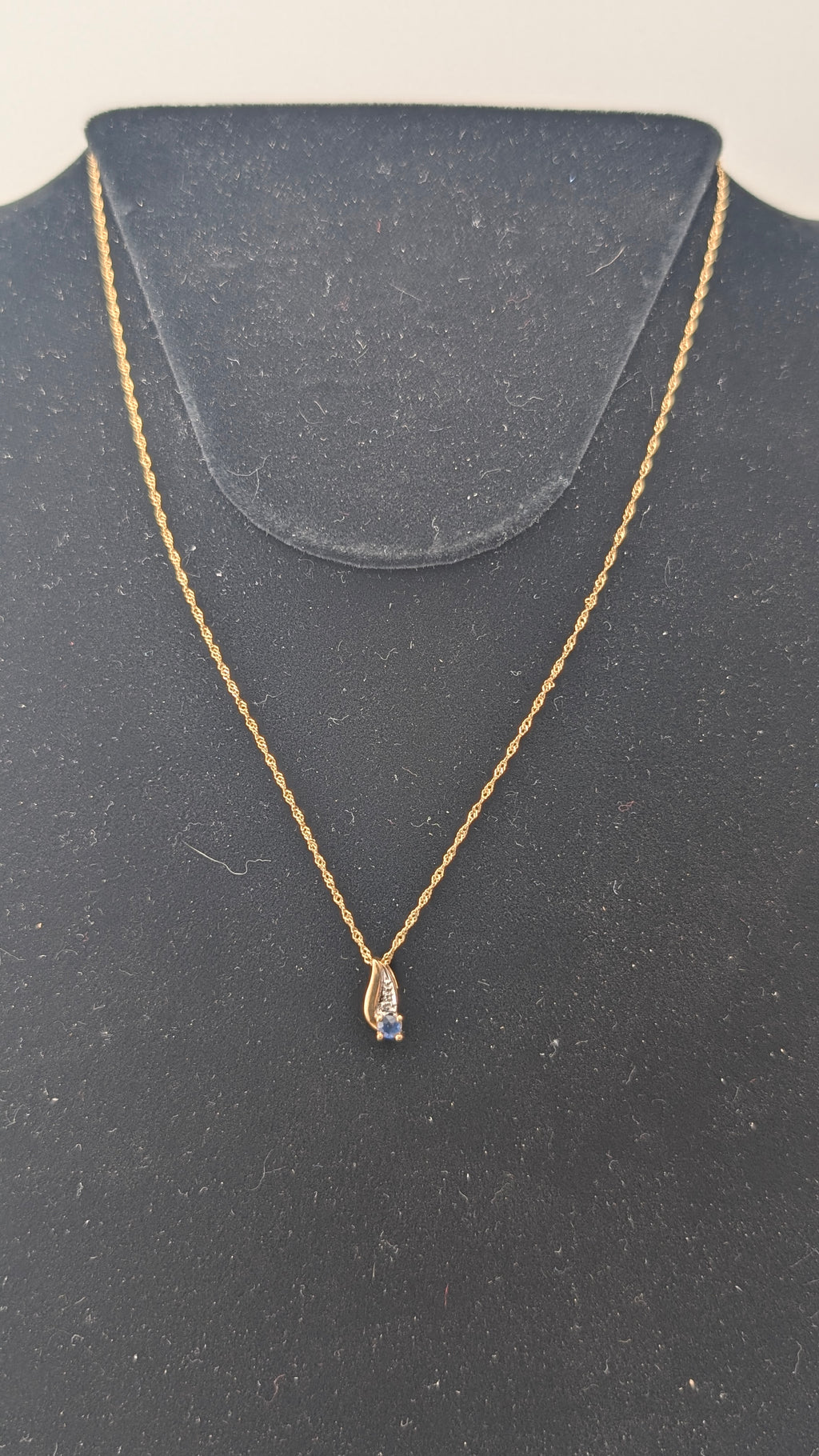 10K Gold Sapphire & Diamond Pendant Necklace – Italian Chain