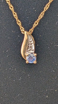 10K Gold Sapphire & Diamond Pendant Necklace – Italian Chain