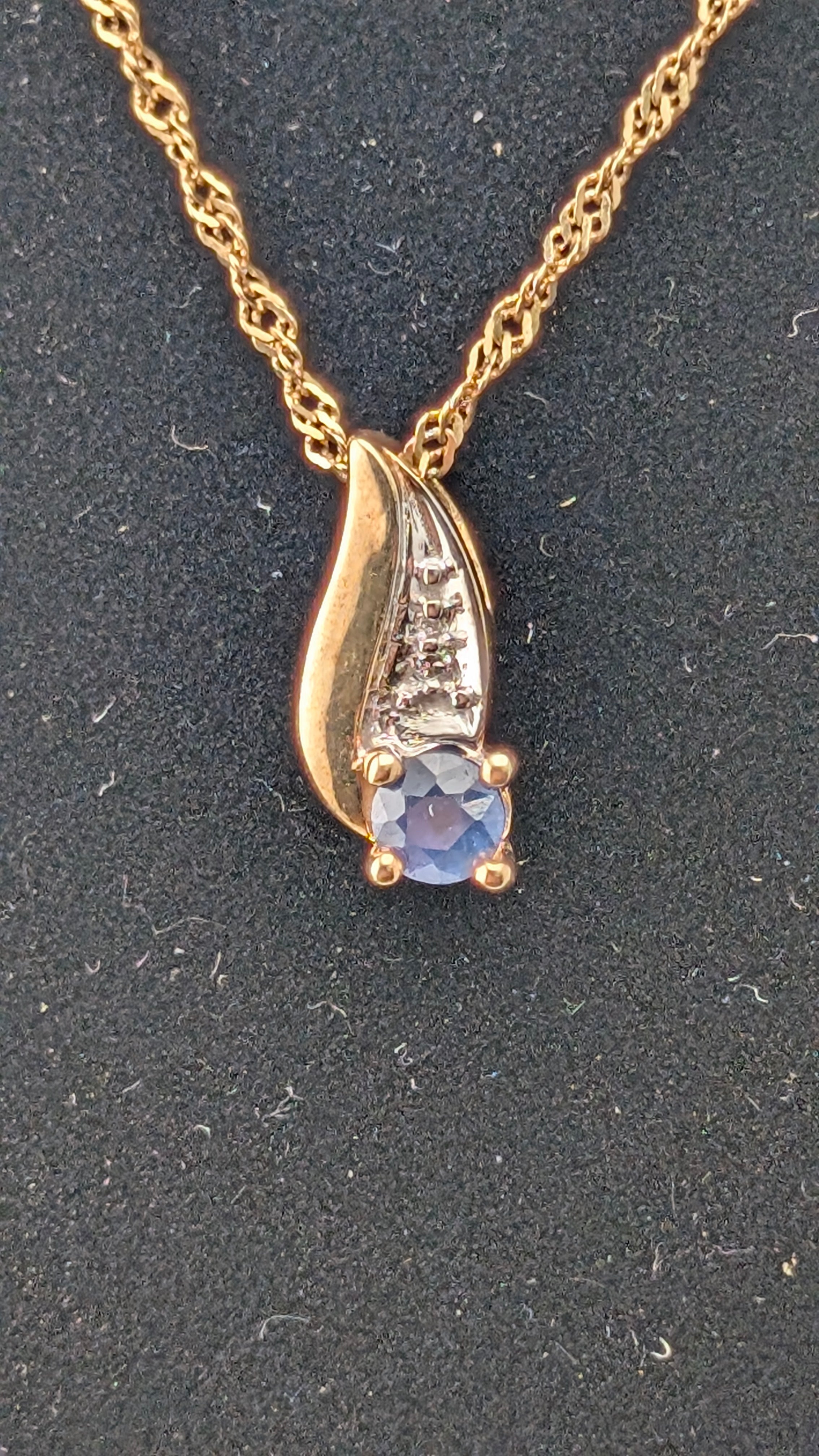 10K Gold Sapphire & Diamond Pendant Necklace – Italian Chain