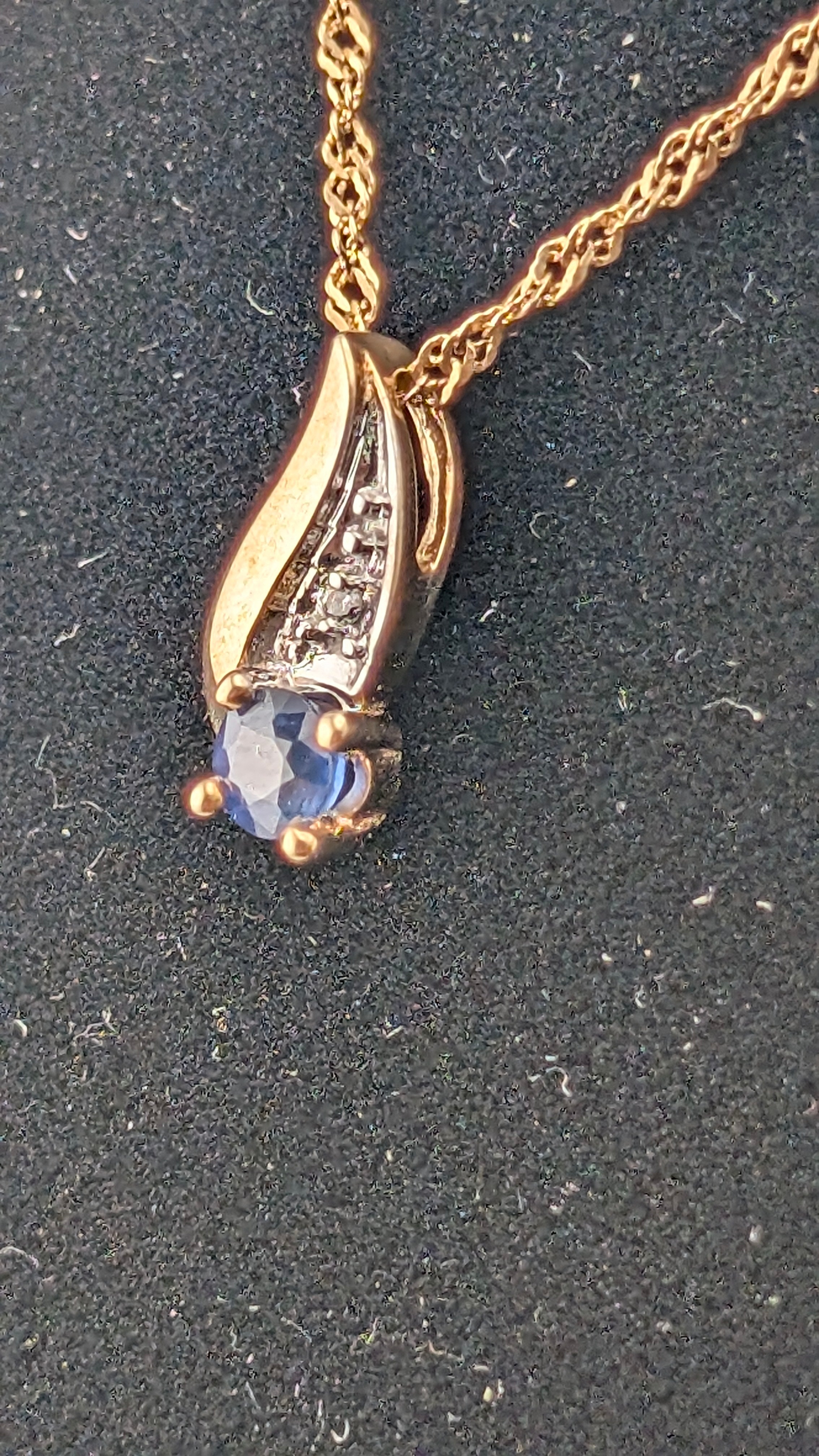 10K Gold Sapphire & Diamond Pendant Necklace – Italian Chain