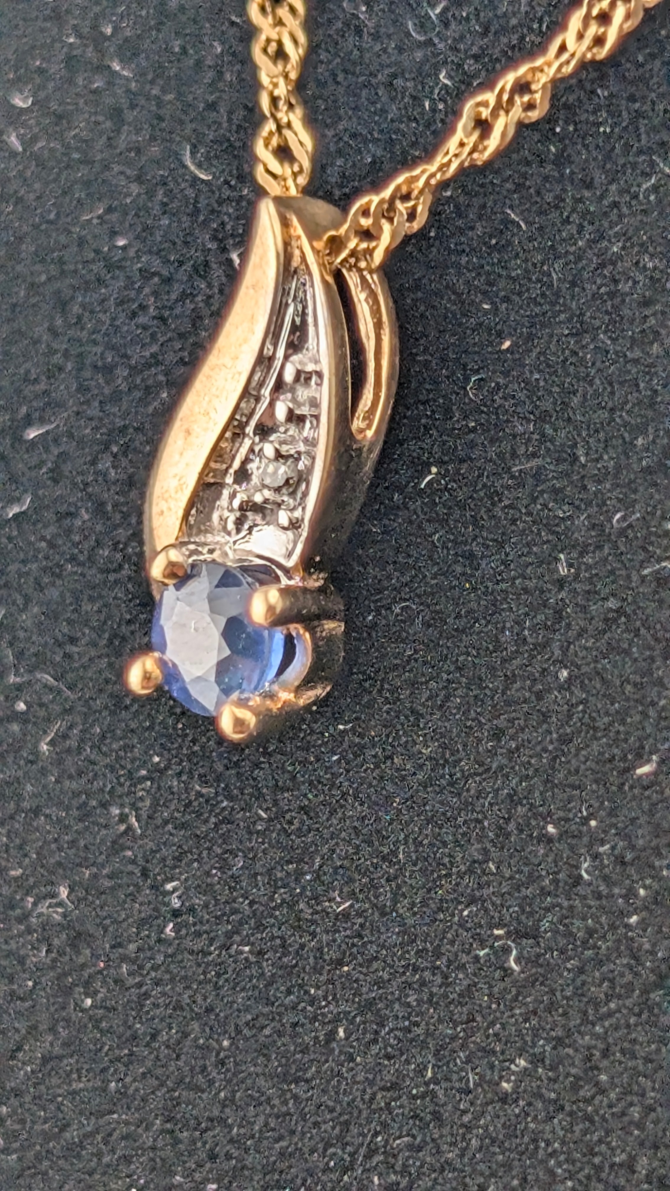 10K Gold Sapphire & Diamond Pendant Necklace – Italian Chain