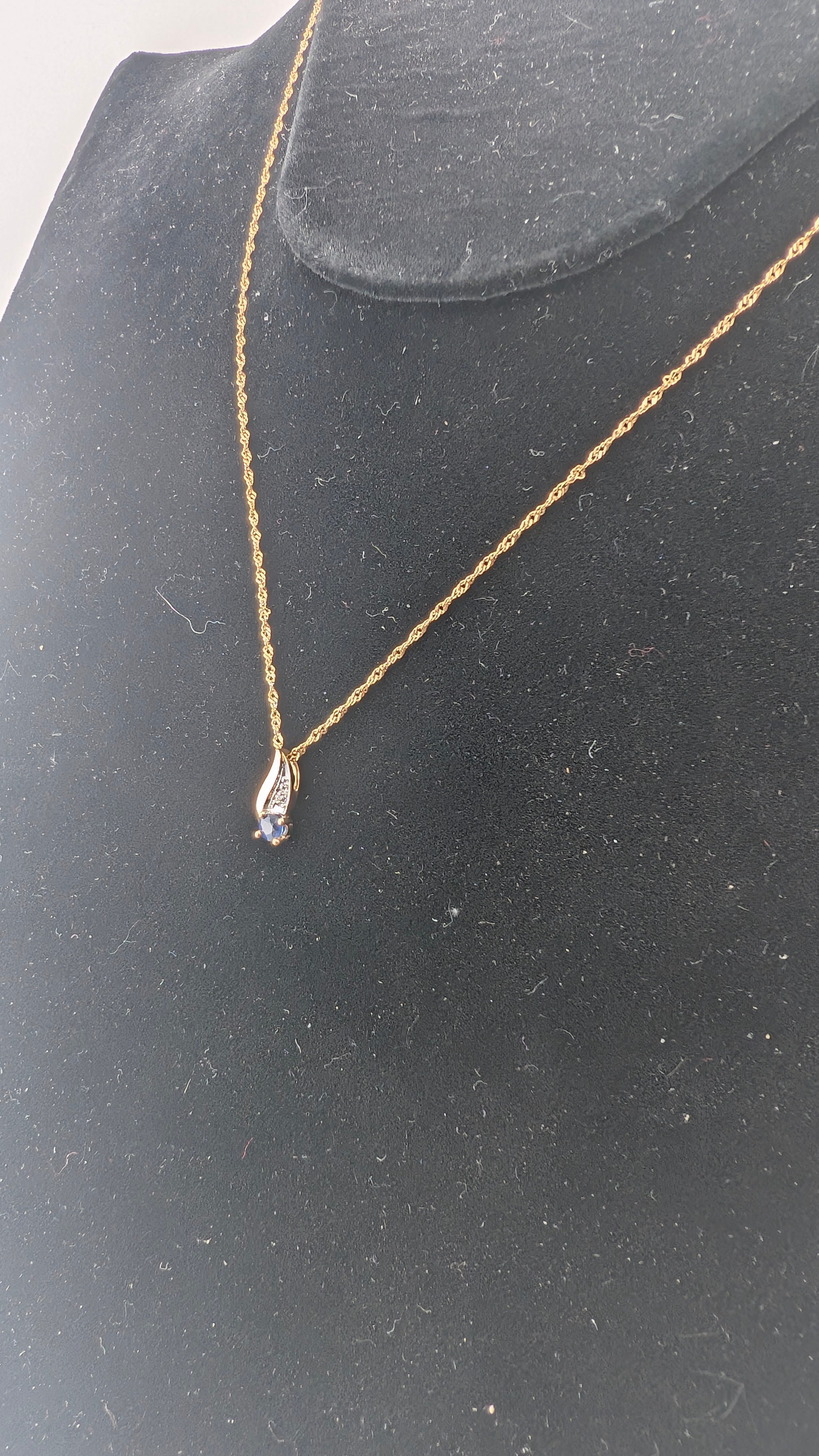 10K Gold Sapphire & Diamond Pendant Necklace – Italian Chain