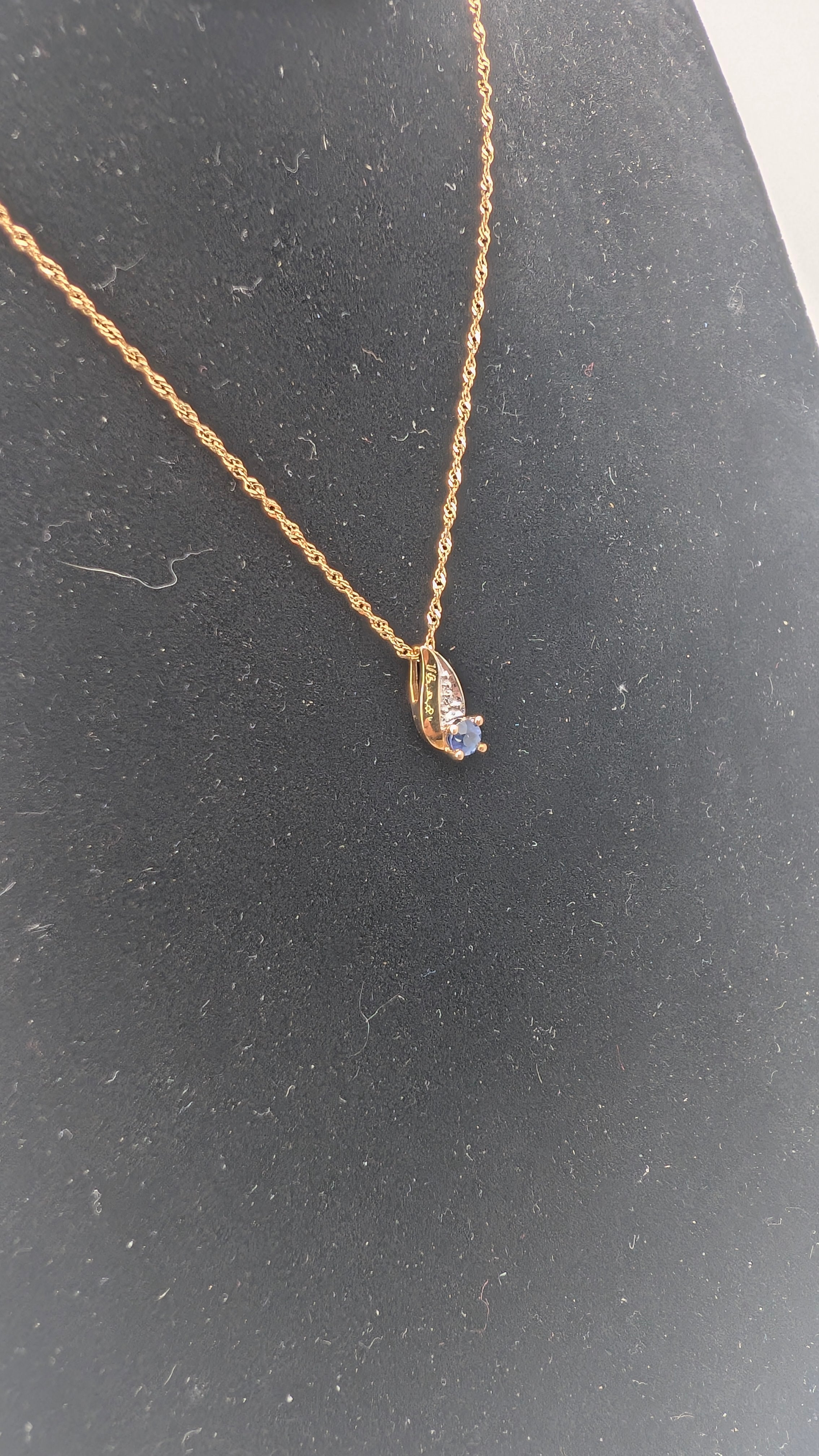 10K Gold Sapphire & Diamond Pendant Necklace – Italian Chain