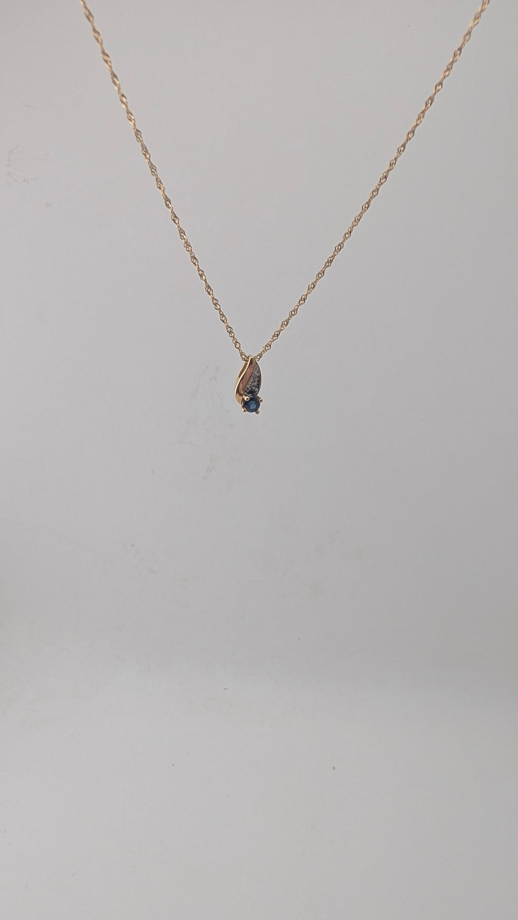 10K Gold Sapphire & Diamond Pendant Necklace – Italian Chain
