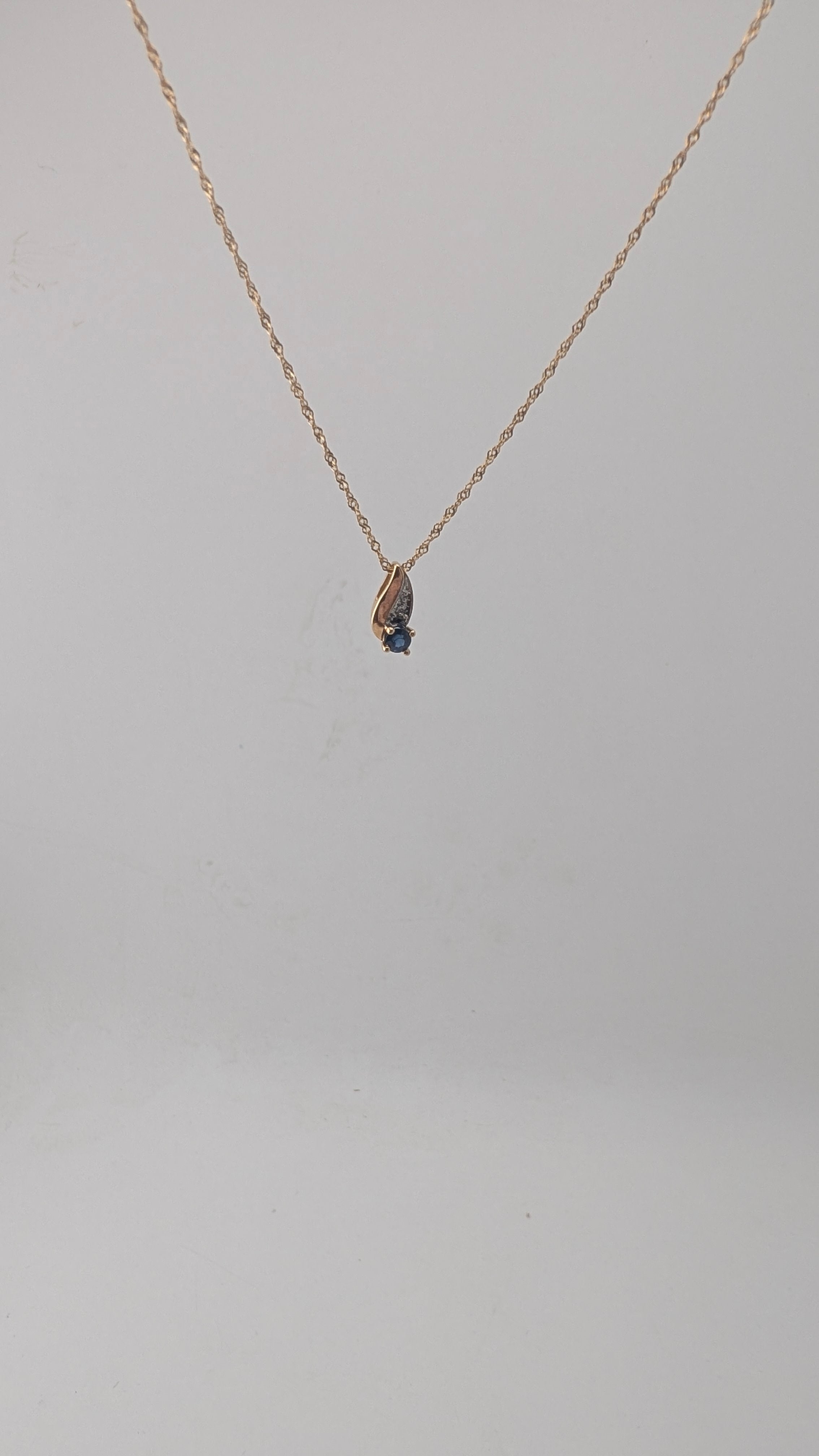 10K Gold Sapphire & Diamond Pendant Necklace – Italian Chain