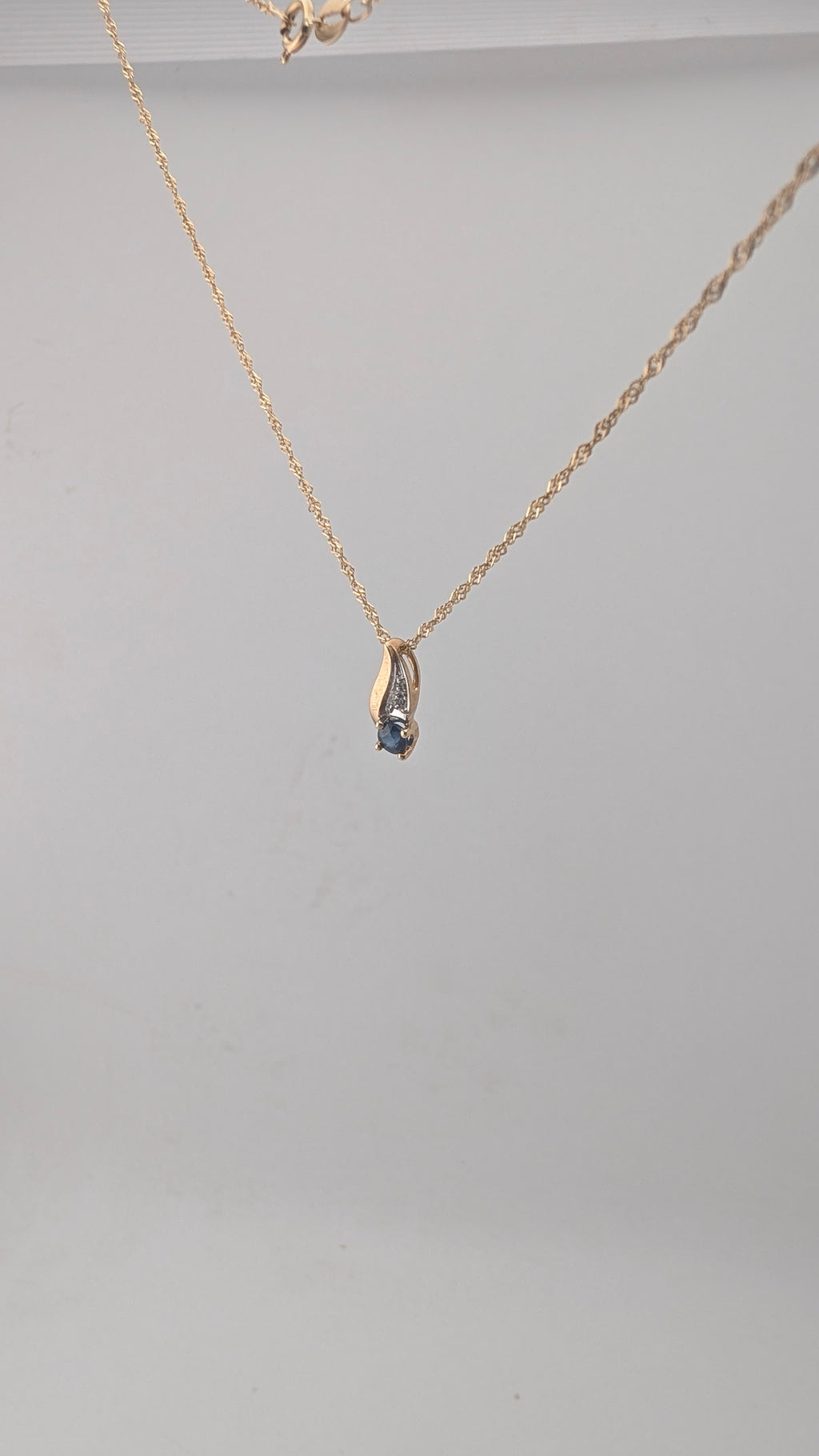 10K Gold Sapphire & Diamond Pendant Necklace – Italian Chain