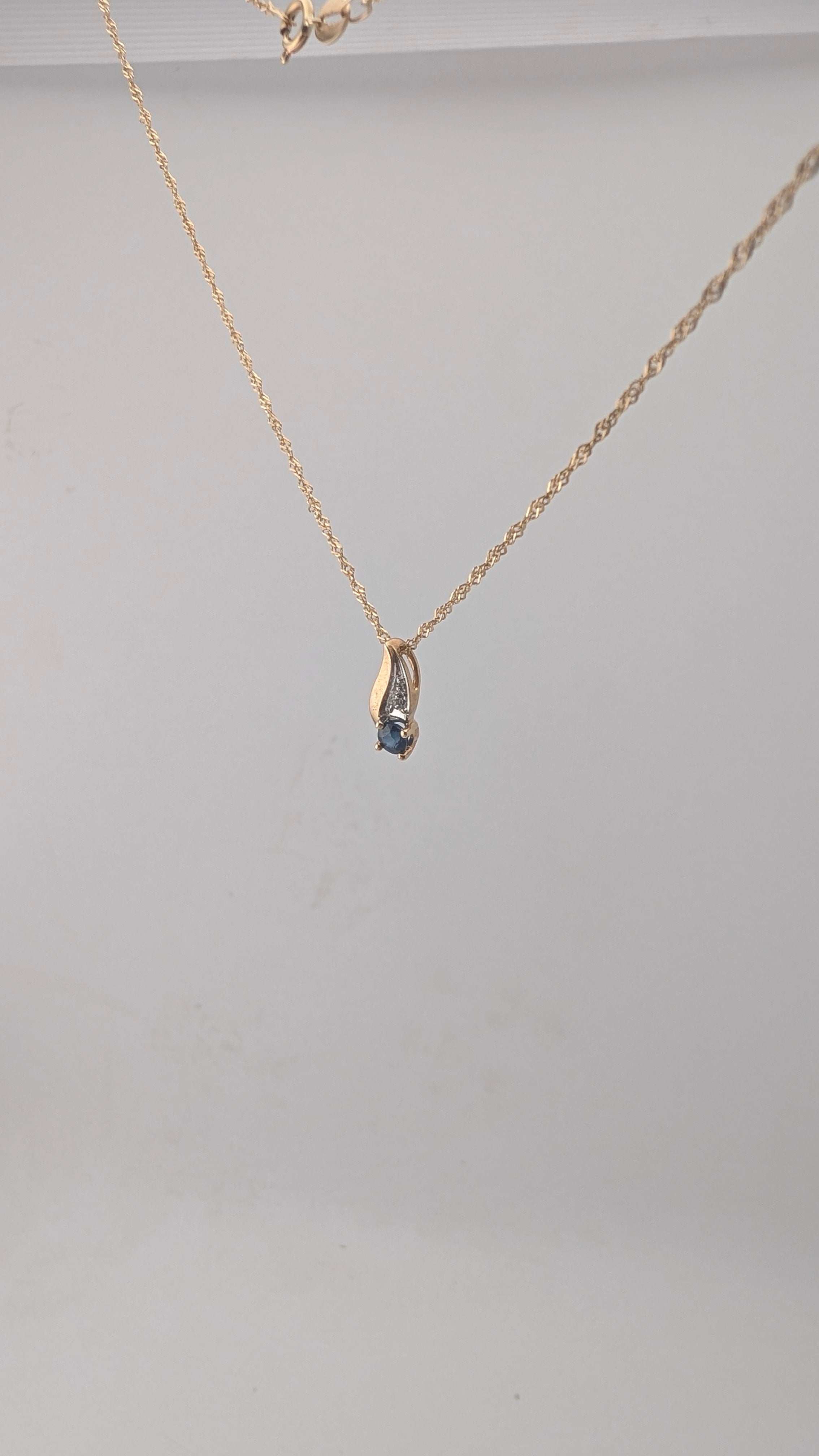 10K Gold Sapphire & Diamond Pendant Necklace – Italian Chain