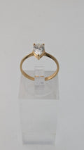 10K Gold Pear Cut Cubic Zirconia Solitaire Ring Size 6¼