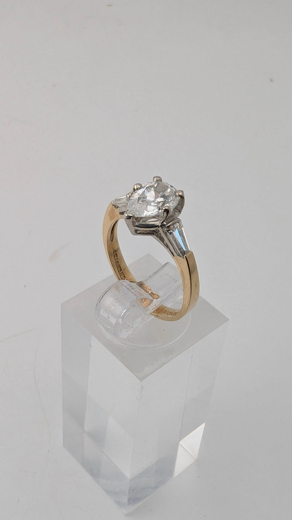 10K Gold Pear Cut Cubic Zirconia Ring Size 6¼ Two-Tone Setting