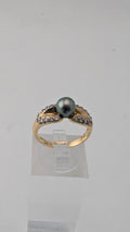 14K Yellow Gold Cultured Pearl & Diamond Accent Ring – Size 6¾