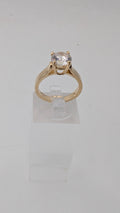 10K Yellow Gold Solitaire Ring – Round Clear Stone, Size 6¼