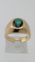 Heavy 14K Gold Emerald Signet Ring – Size 9 – 13.3 Grams