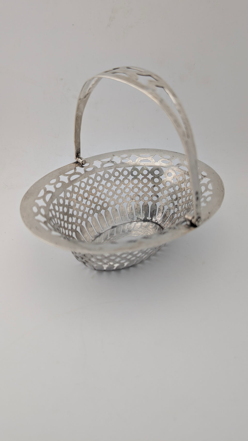 Vintage Birks Sterling Silver Pierced Basket with Swing Handle – 70 Grams