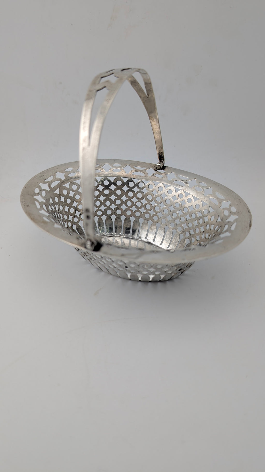 Vintage Birks Sterling Silver Pierced Basket with Swing Handle – 70 Grams