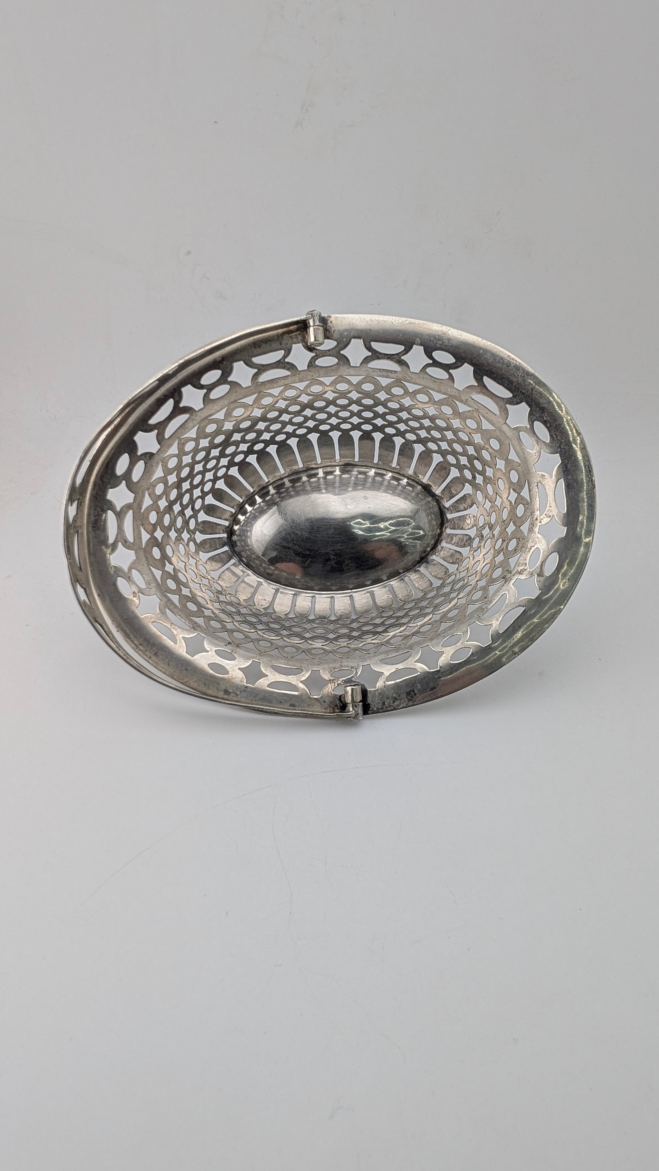 Vintage Birks Sterling Silver Pierced Basket with Swing Handle – 70 Grams