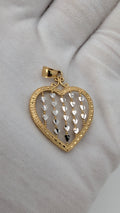 14K Two-Tone Gold Open Heart Pendant with Diamond-Cut Hearts | 2.2g