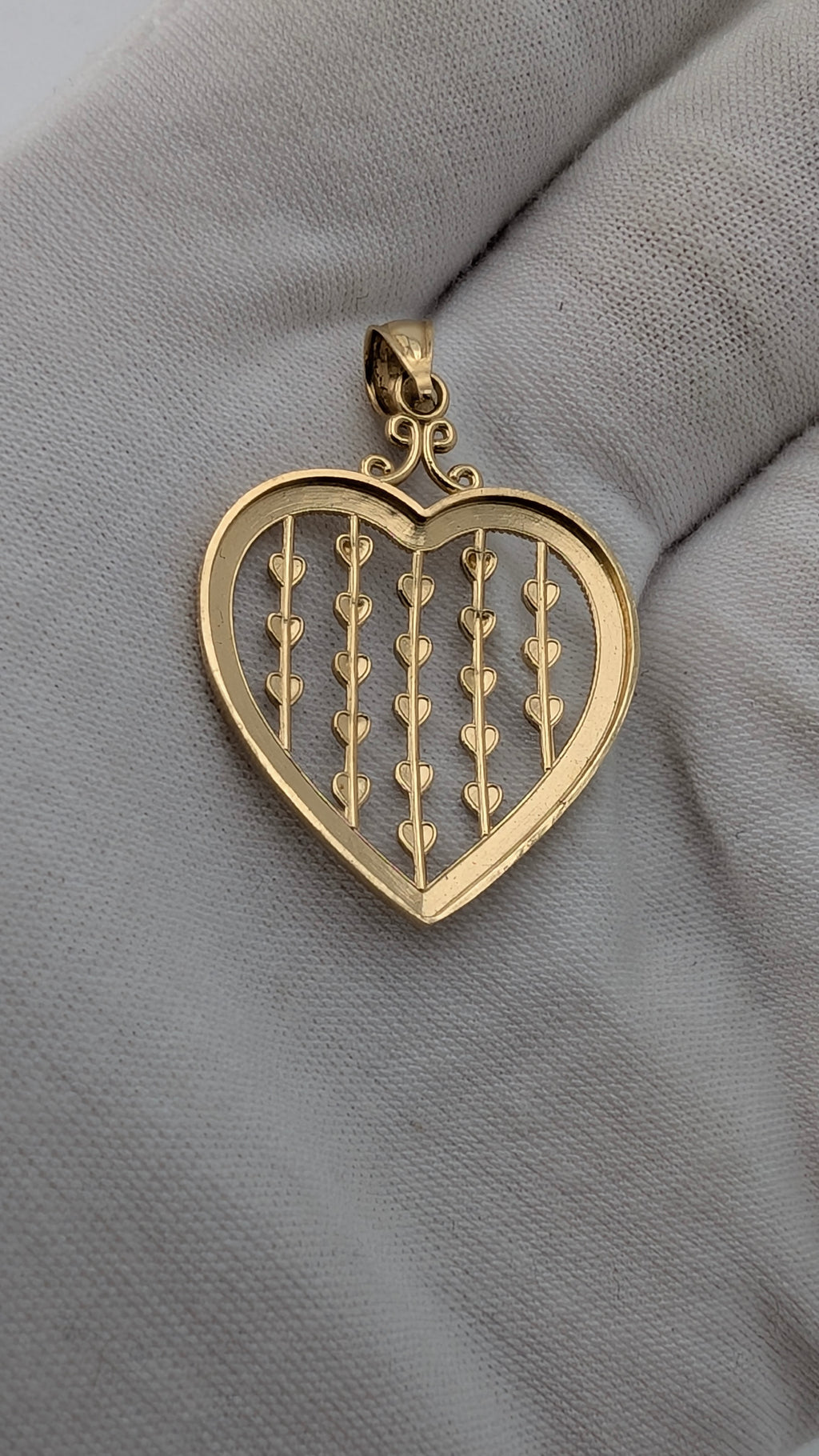 14K Two-Tone Gold Open Heart Pendant with Diamond-Cut Hearts | 2.2g