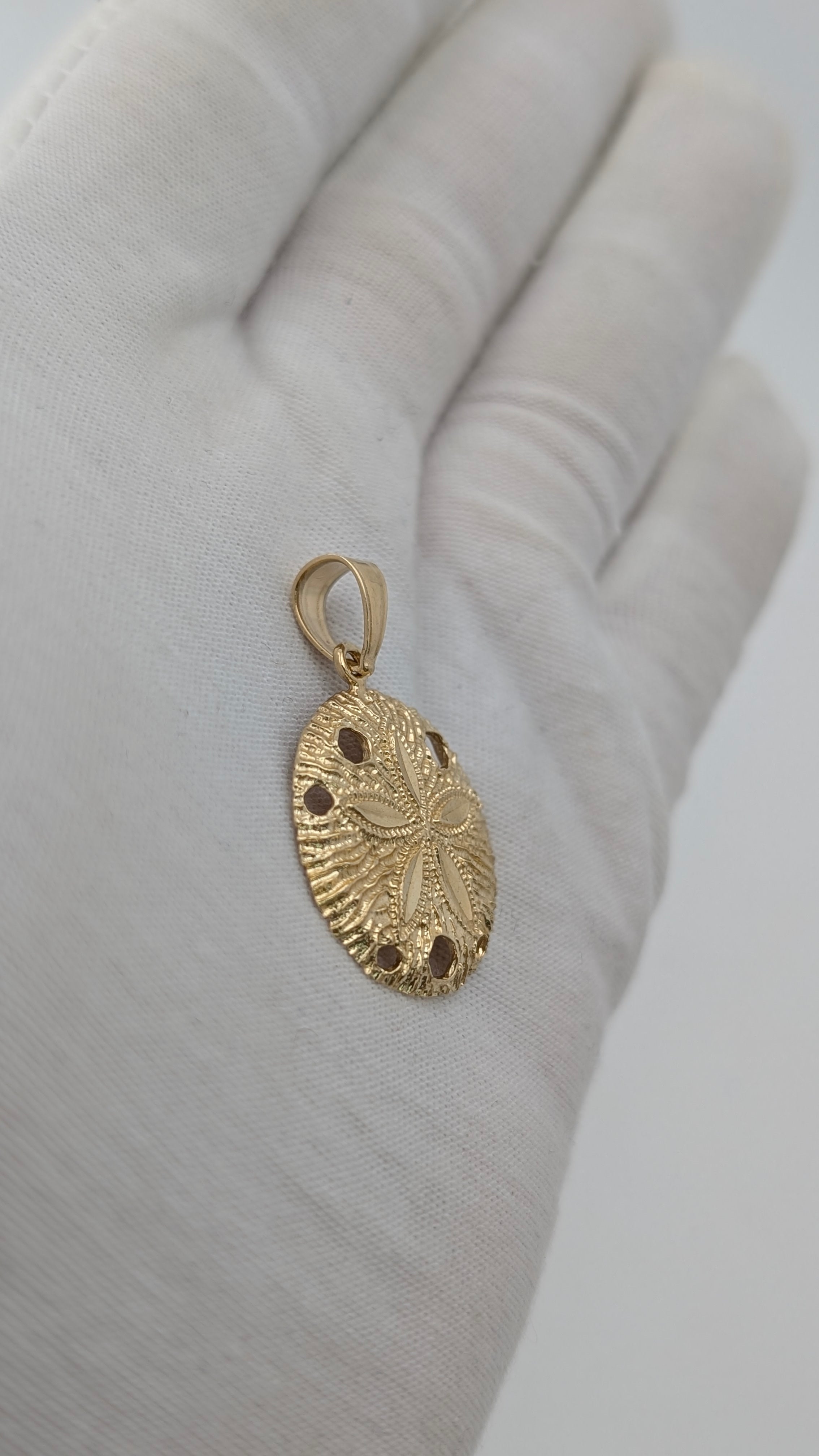 14K Yellow Gold Sand Dollar Pendant – Openwork Coastal Design | 3.57g