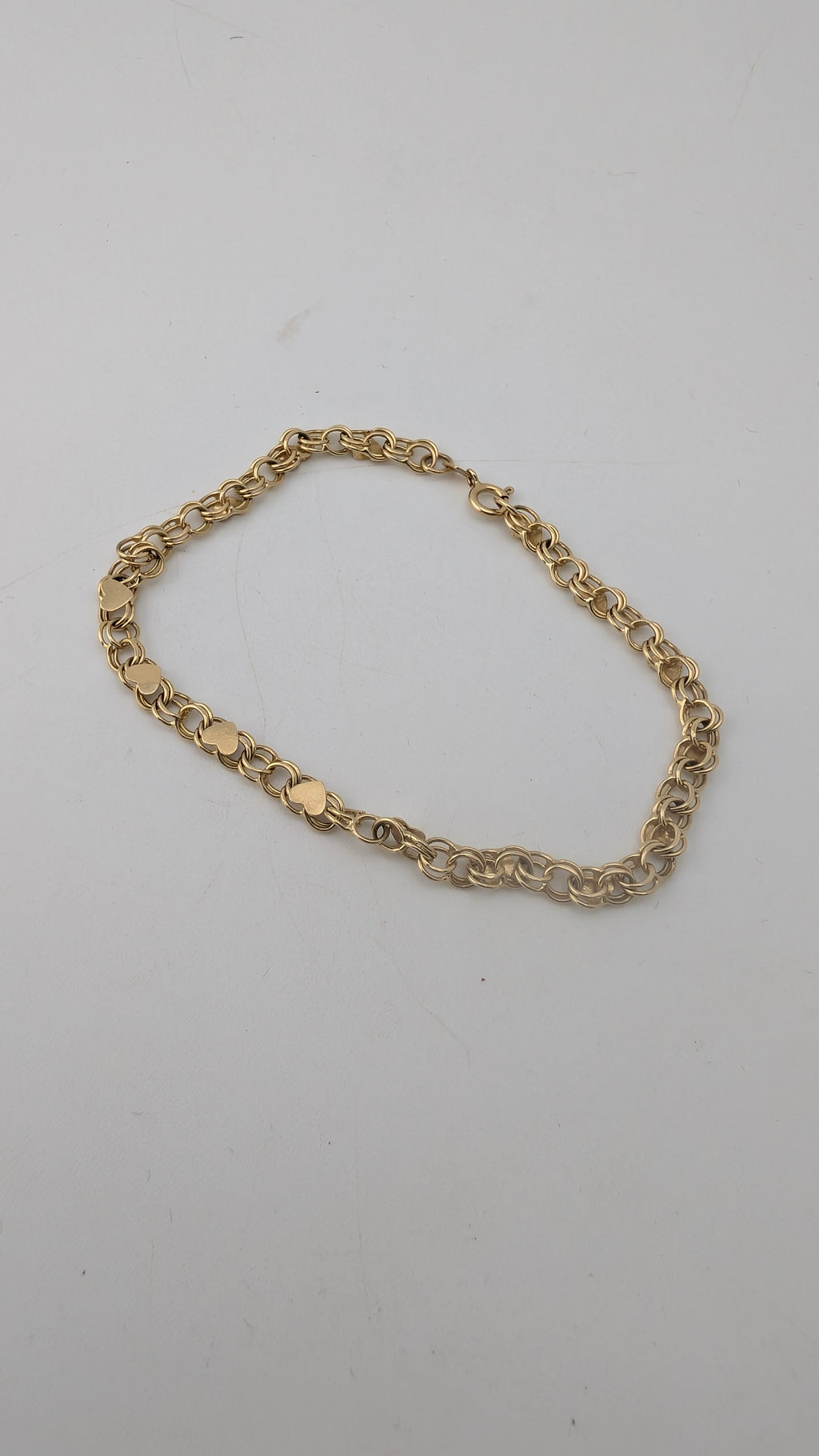 14K Yellow Gold Heart Accent Rope Bracelet | 6.75" | 3.56g | 4mm