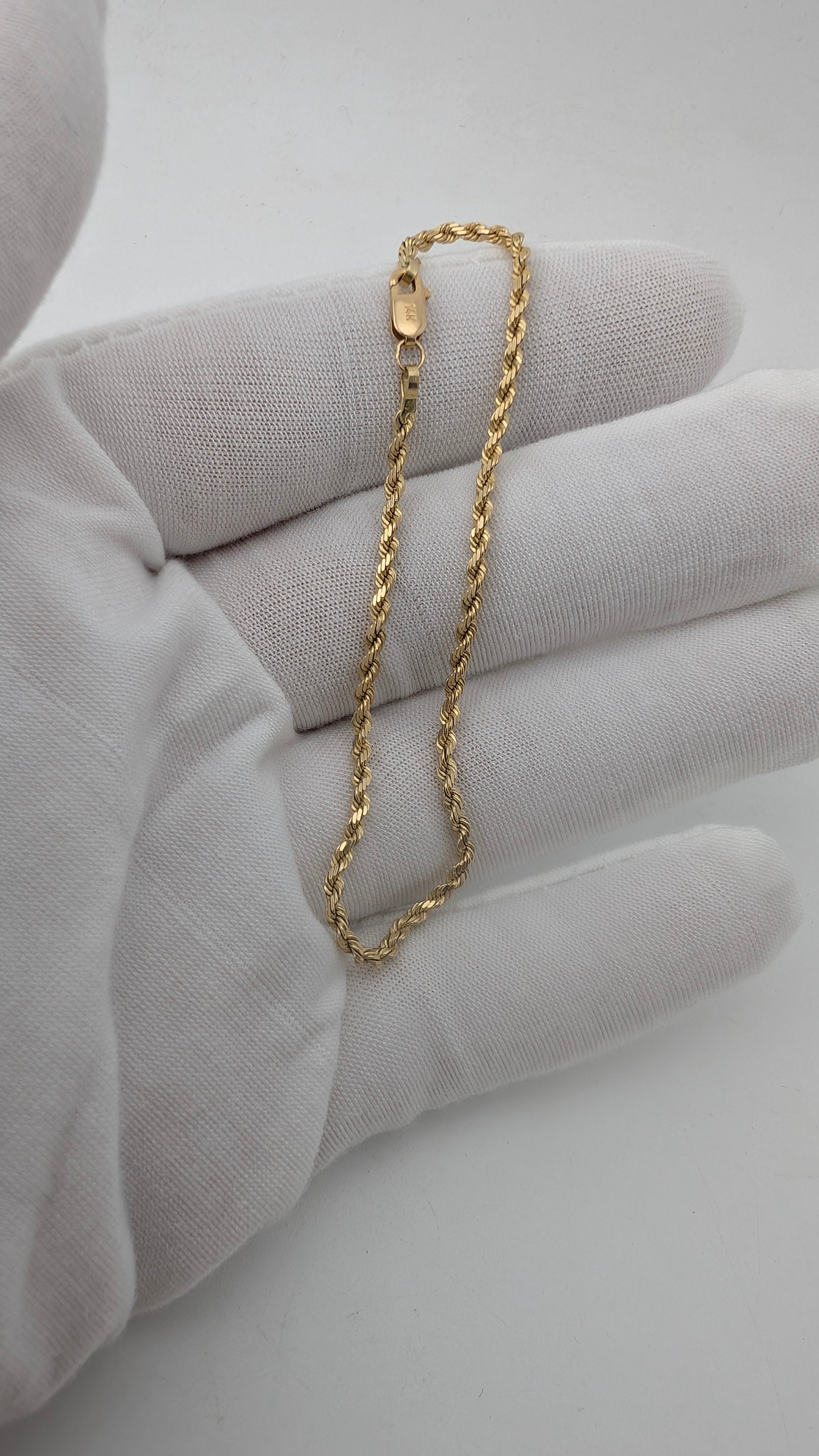 14K Yellow Gold Heart Accent Rope Bracelet | 6.75" | 3.56g | 4mm