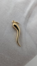 10K Yellow Gold Italian Cornicello Horn Pendant | Lucky Charm | 33mm | 0.90g