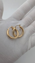 10K Yellow Gold Hollow Hoop Earrings | 25mm Polished Hoops | 1.86g