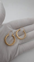14K Yellow Gold Openwork Hoop Earrings | 26mm Designer Filigree Hoops | 6.4g