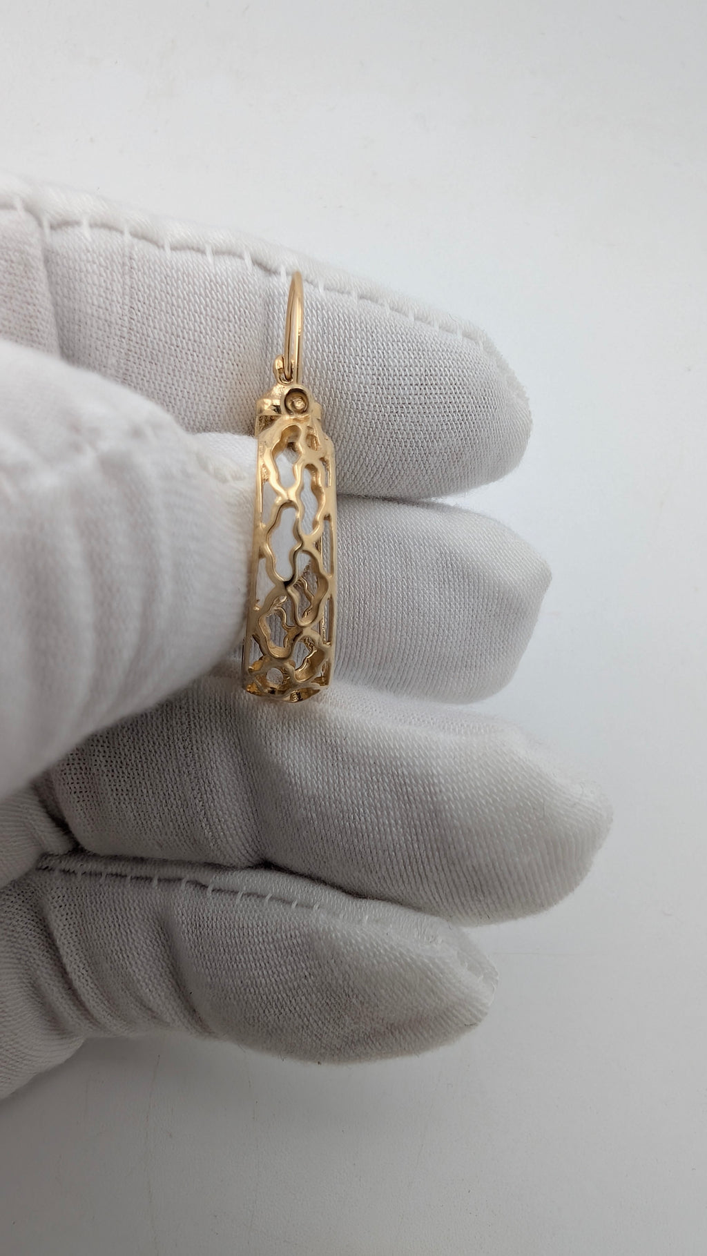14K Yellow Gold Openwork Hoop Earrings | 26mm Designer Filigree Hoops | 6.4g