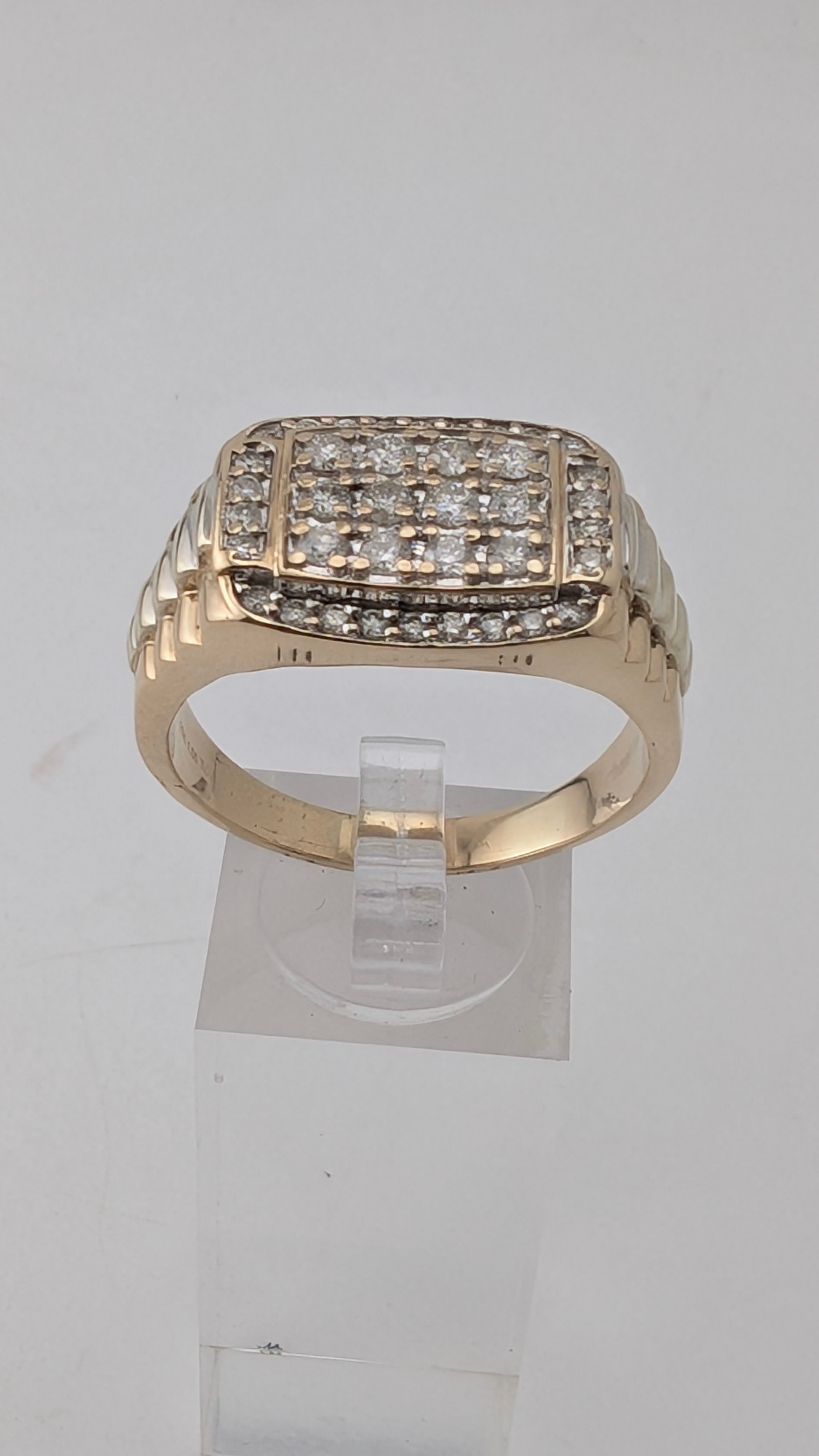 10K Gold Men's 1.00 TDW Genuine Diamond Ring Size 15 Heavy 9.5g Statement Ring