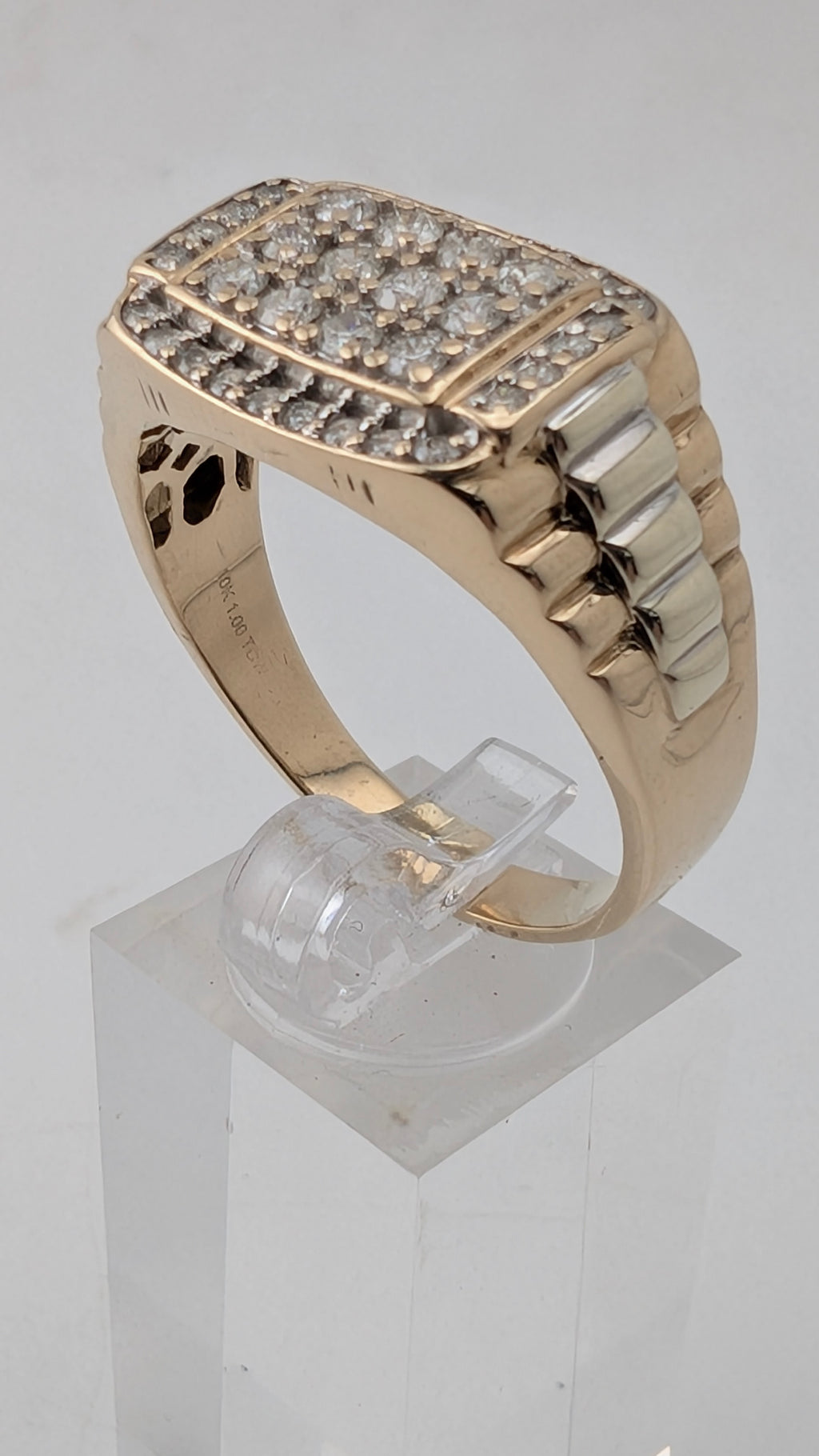 10K Gold Men's 1.00 TDW Genuine Diamond Ring Size 15 Heavy 9.5g Statement Ring